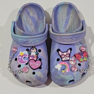 Cute Girl Crocs Toddler Marble Purple Butterfly Unicorn Princess Charms C 13